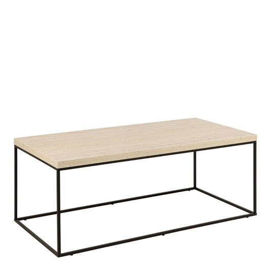 Barossa Coffee Table with Light Oak Top & Black Steel Base 110x55x45cm