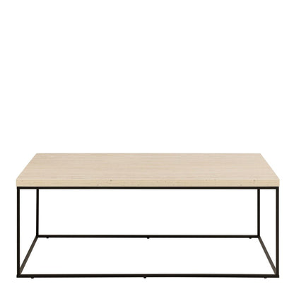 Barossa Coffee Table with Light Oak Top & Black Steel Base 110x55x45cm