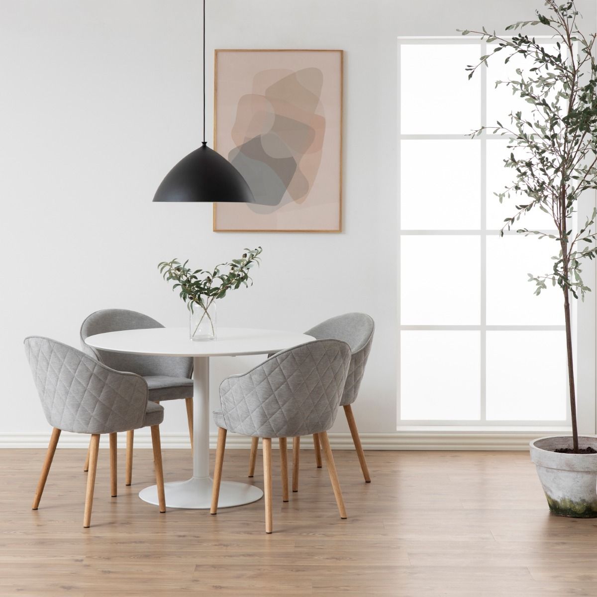 Ibiza Round Dining Table with White Top and White Base