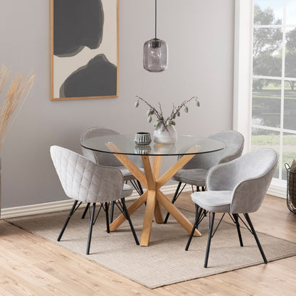 Heaven Round Dining Table with Glass Top 119x75.5cm