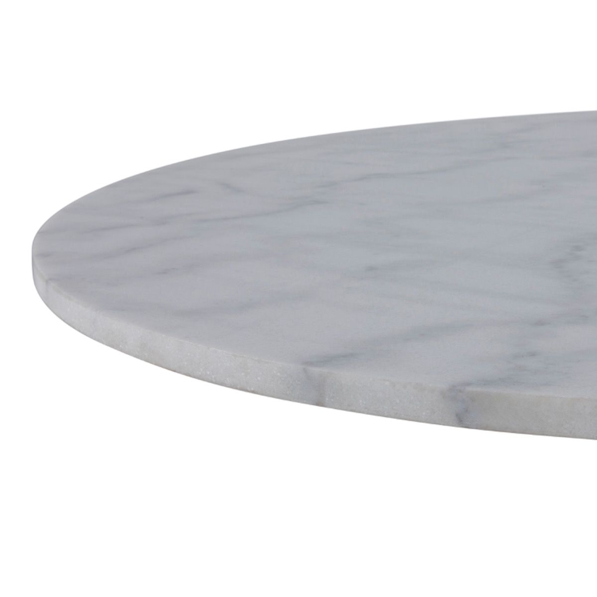 Tarifa Round Dining Table with White Polished Marble Top and Black Base