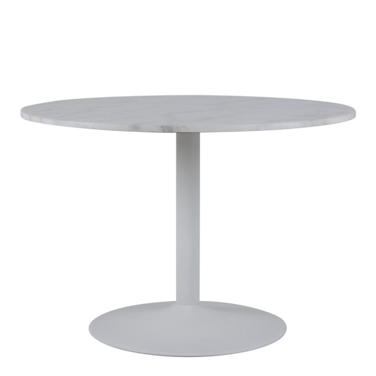 Tarifa Round Dining Table with White Polished Marble Top and White Base