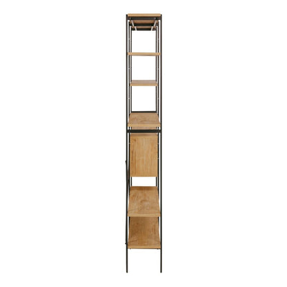 Angus Bookcase with 1 Sliding Door & 5 Shelves in Oak & Black