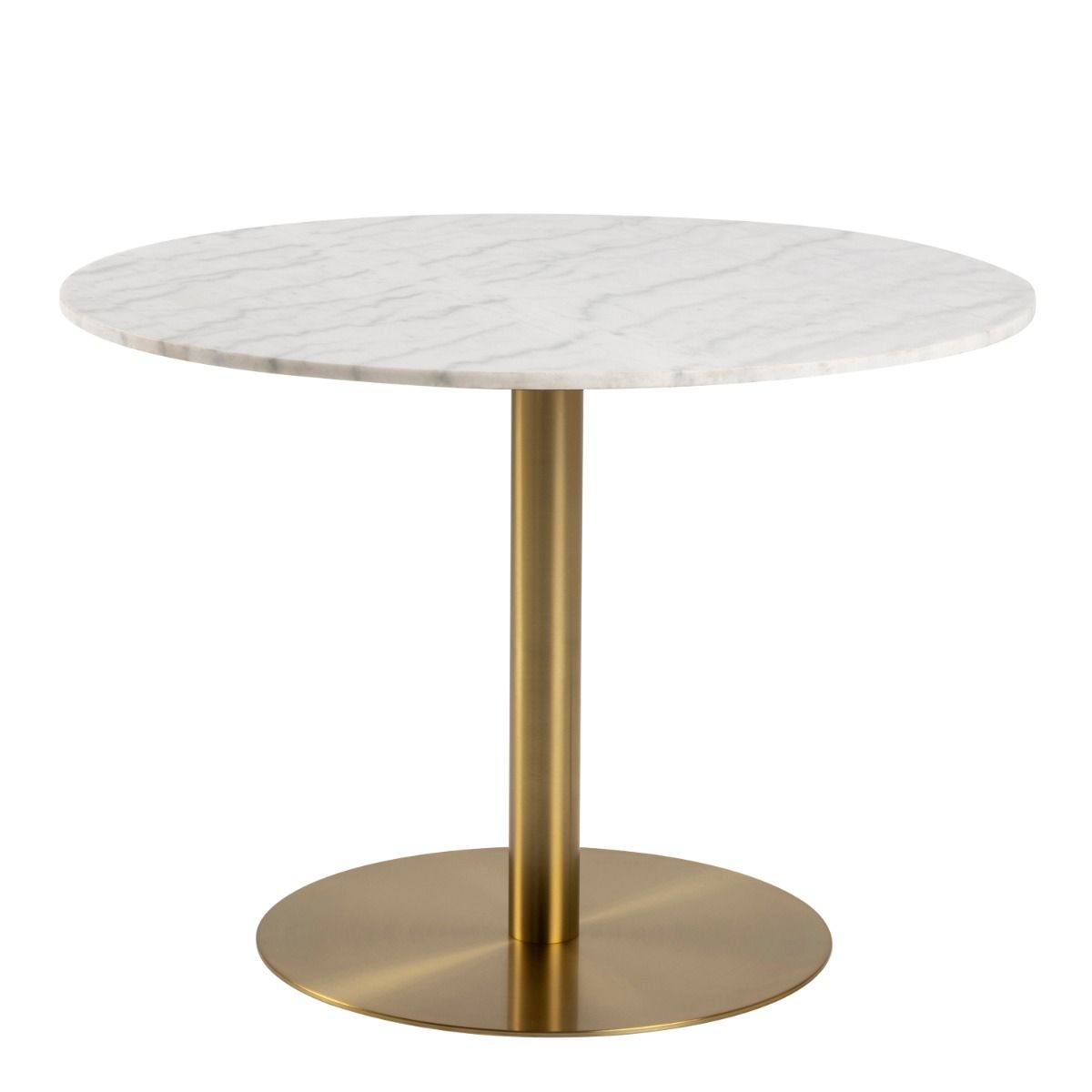 Corby Round Dining Table with White Marble Effect Top & Gold Base