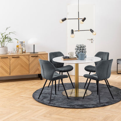 Corby Round Dining Table with White Marble Effect Top & Gold Base