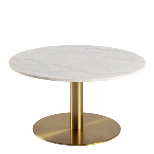 Corby Round Coffee Table with White Marble Effect Top & Gold Base