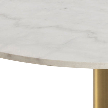 Corby Round Coffee Table with White Marble Effect Top & Gold Base