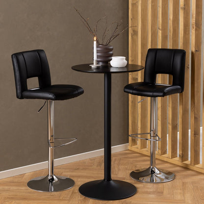 Ibiza Tall Round Bar Table with Black Ash Top and Matt Black Base