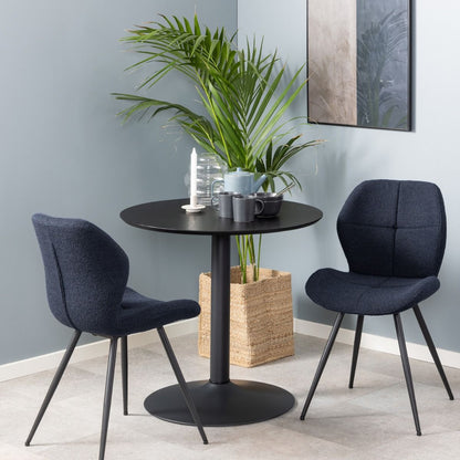 Ibiza Small Round Café Table with Black Ash Top and Matt Black Base