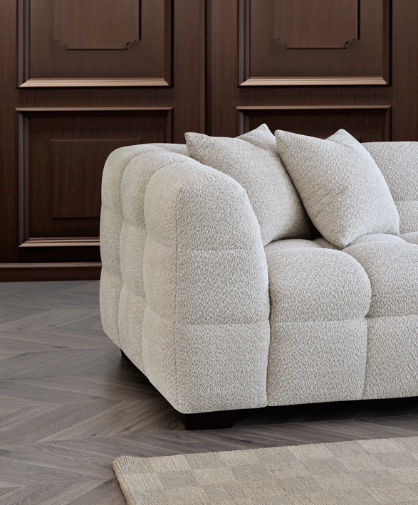 Tribeca Sofa Range in Oatmeal Boucle Fabric