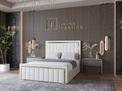 Geneva Vertical Panel Gold Trim Bed